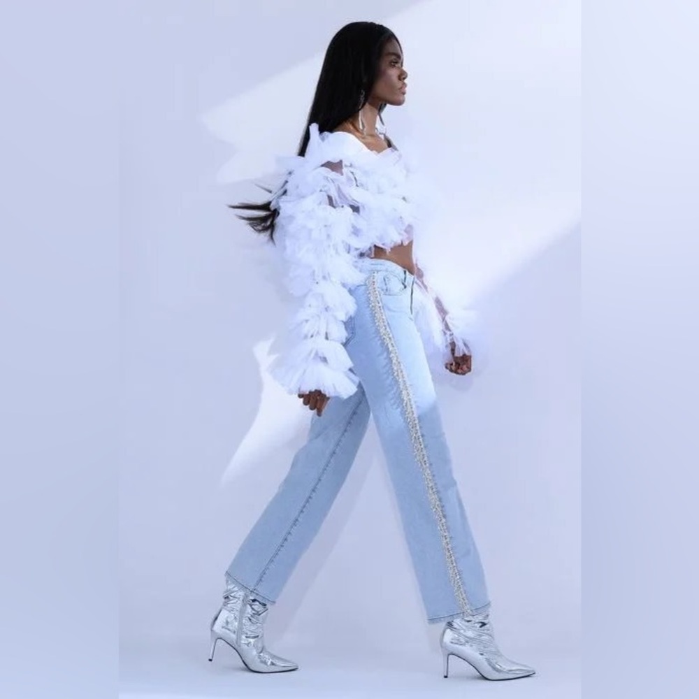 Rhinestone Fringe Jeans